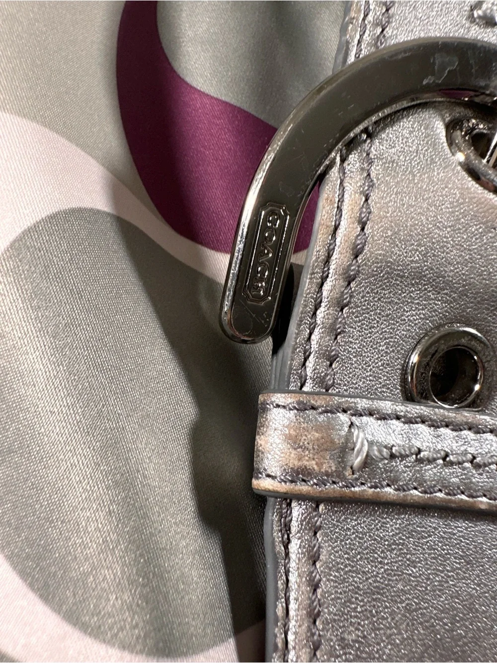 Coach Soho Scarf Print Shoulder Bag Purple Gray Silver Retro Y2K F17135 Vintage